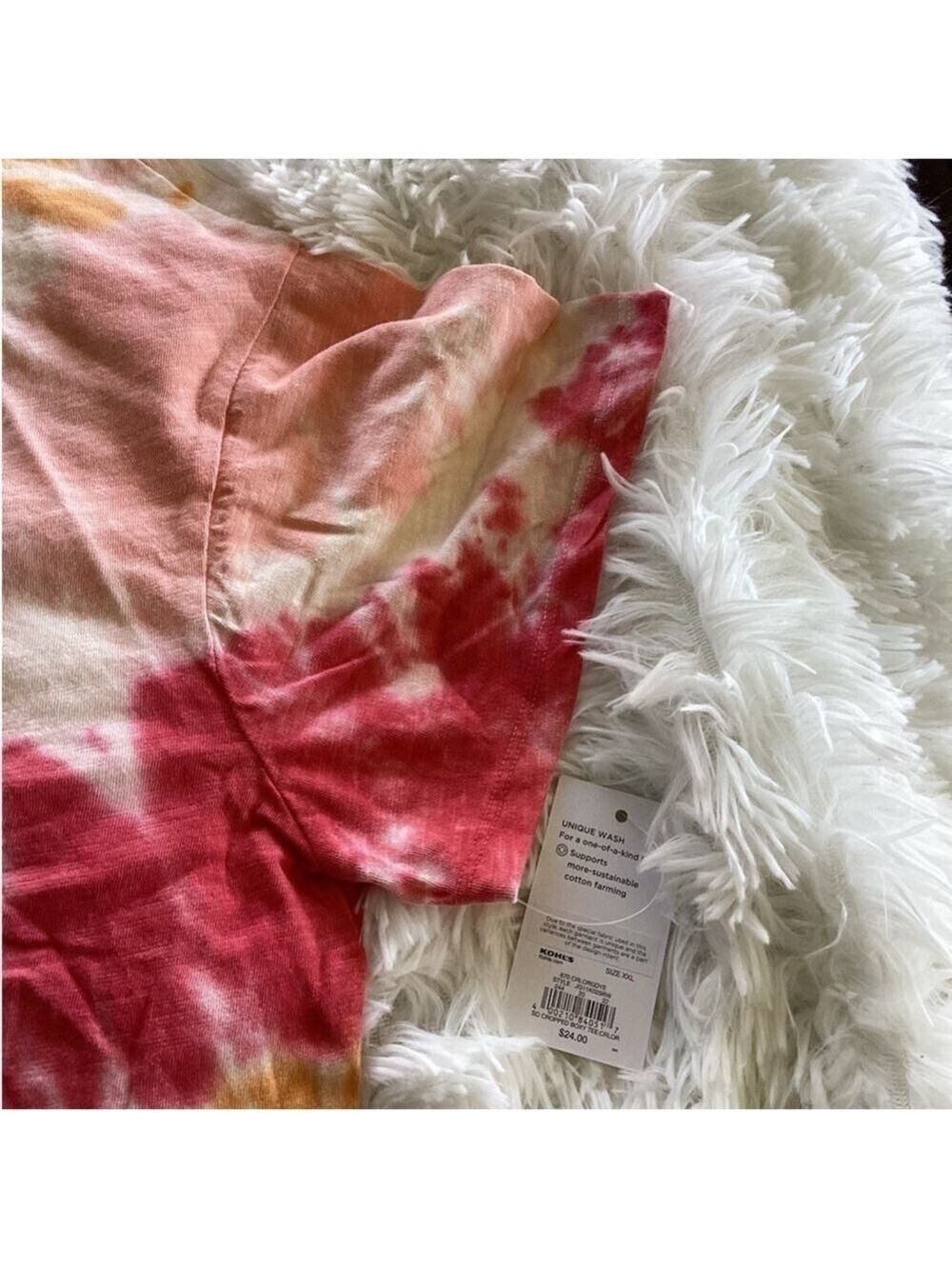 SO cropped short sleeve tee Woman’s Juniors XXL pink orange & red tie dye - Picture 8 of 12